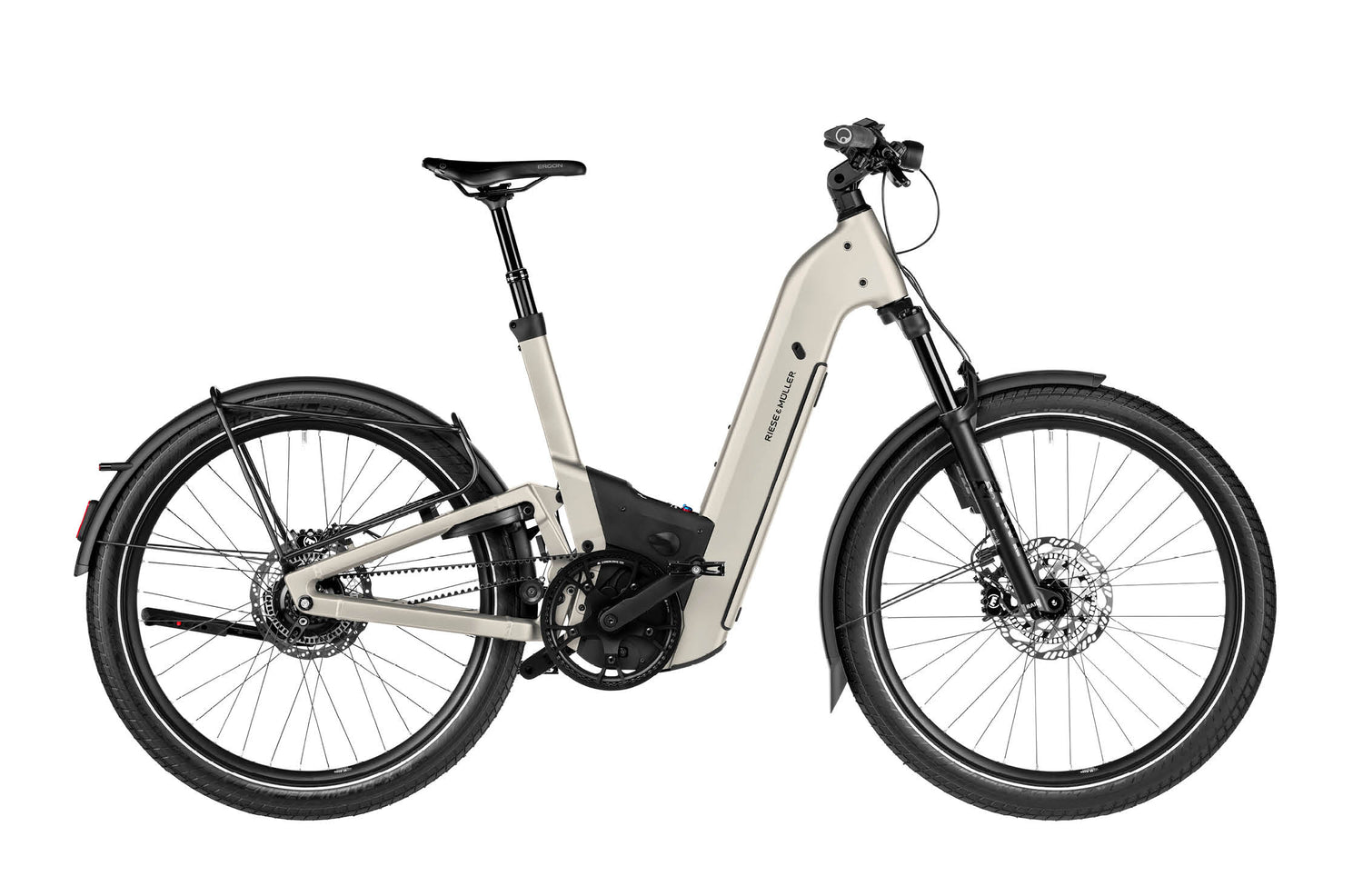 Riese & Muller Homage5 GT Rohloff EBike, Warm Silver w ABS & Pannier Rack | Electric Bikes Brisbane