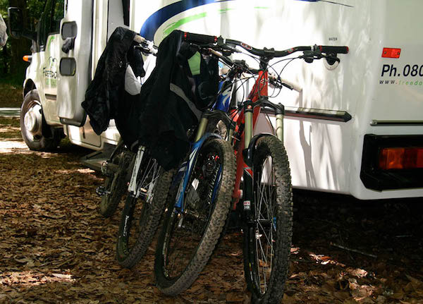 Mountain biking campervan-style at Whakarewarewa Forest, Rotorua NZ