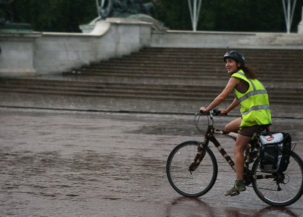 Safe riding in wet weather with high vis