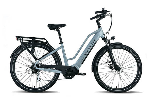 Earth Prime S Trapeze E-Bike, Blue/Grey | Electric Bikes Brisbane
